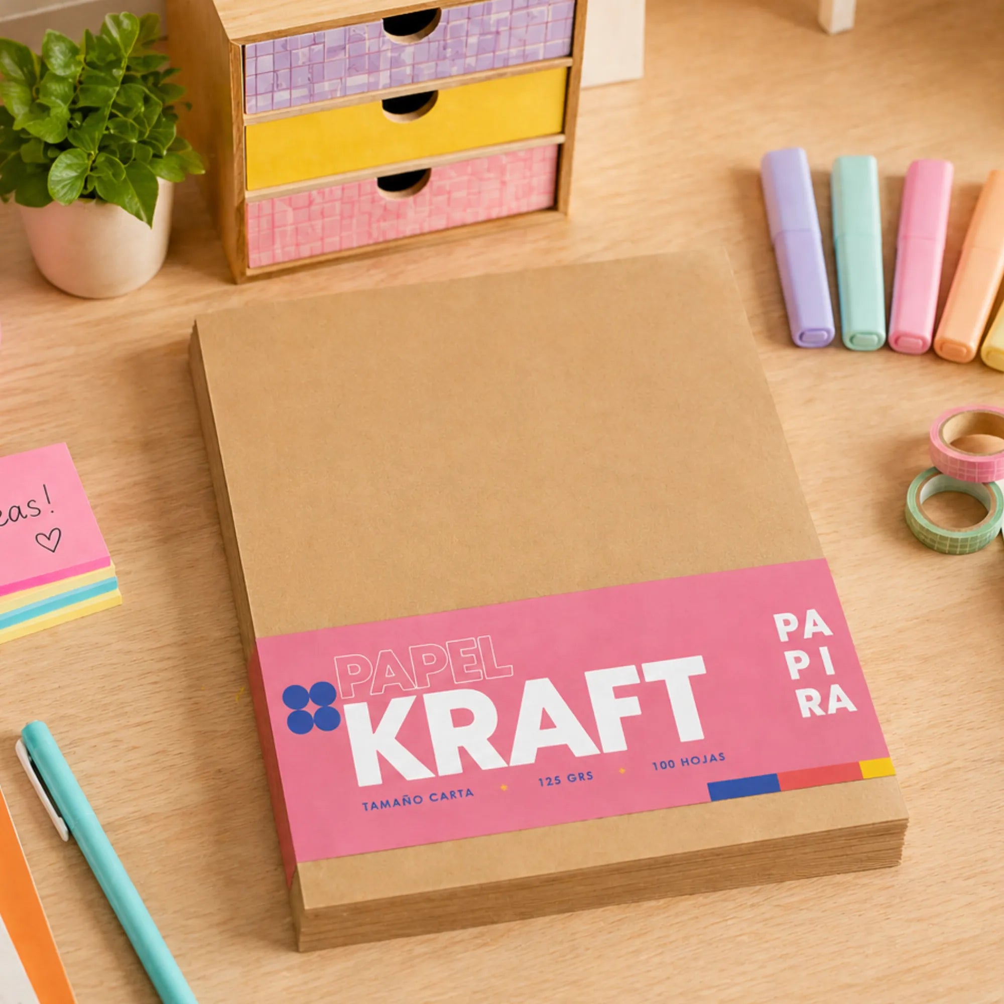 Papel Kraft Papira Carta 125 G Invitaciones Marrón 100 Hojas