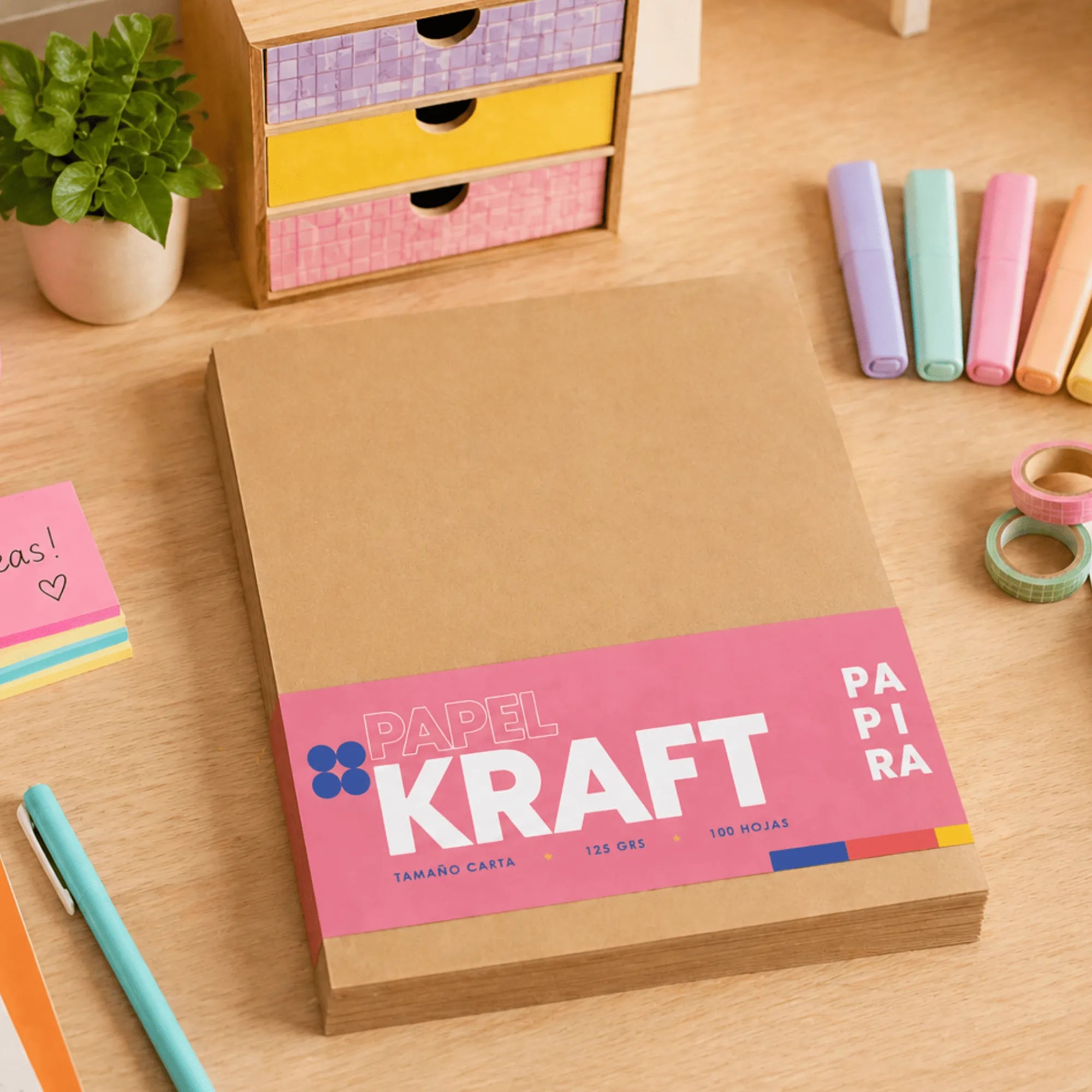 Papel Kraft Papira Carta 125 G Invitaciones Marrón 100 Hojas