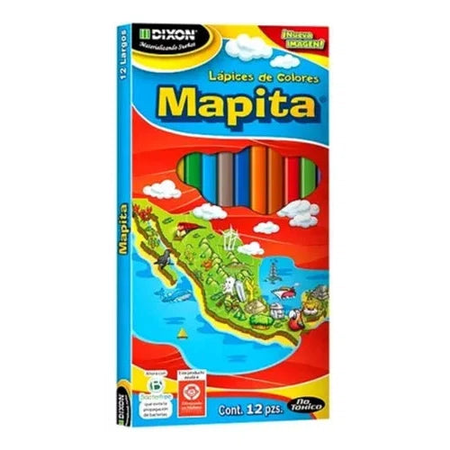 Lápices De Colores Mapita Dixon Largos Caja Con 12 Colores