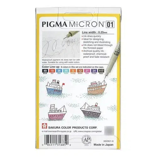 Kit Estilógrafo Pigma Micron 01 Diferentes Colores 8 Piezas