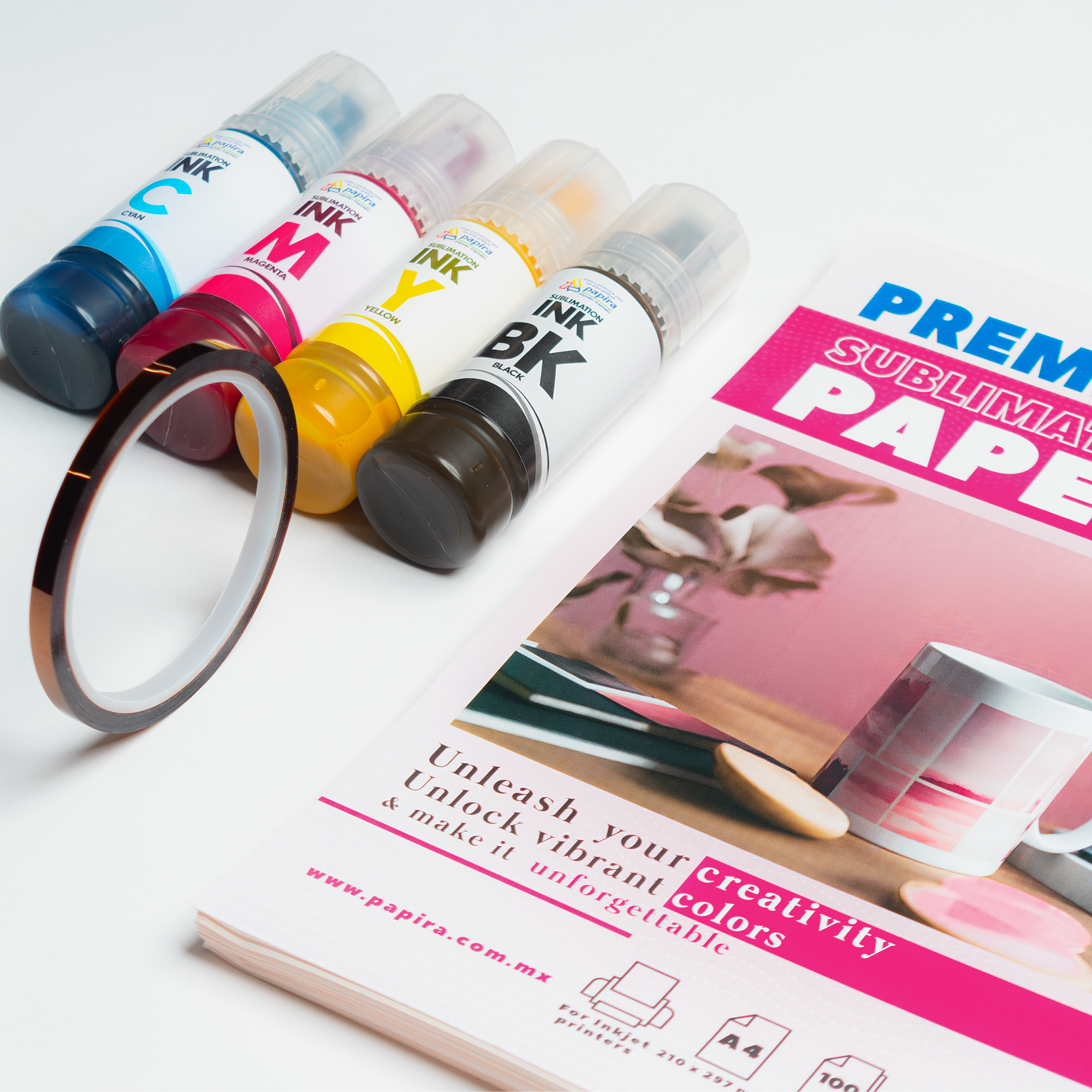 Kit Básico De Sublimación Papel + Tinta + Cinta Papira