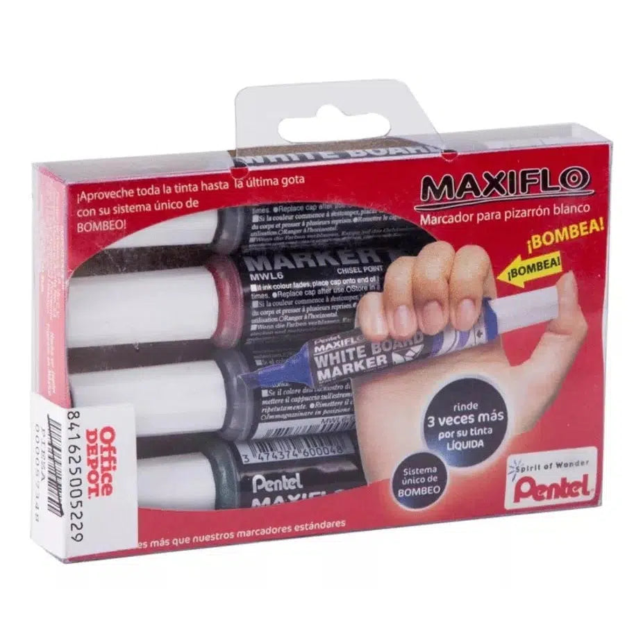 Marcador Para Pizarrón Blanco Pentel Maxiflo Caja 4 Piezas