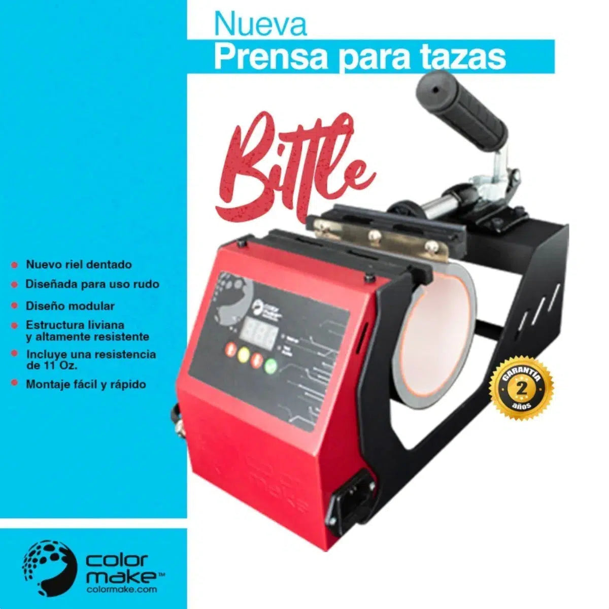Prensa Para Sublimar Tazas Color Make Bittle 2 en 1 Resistencia 11 Oz y Tequilero - Papira.com.mx