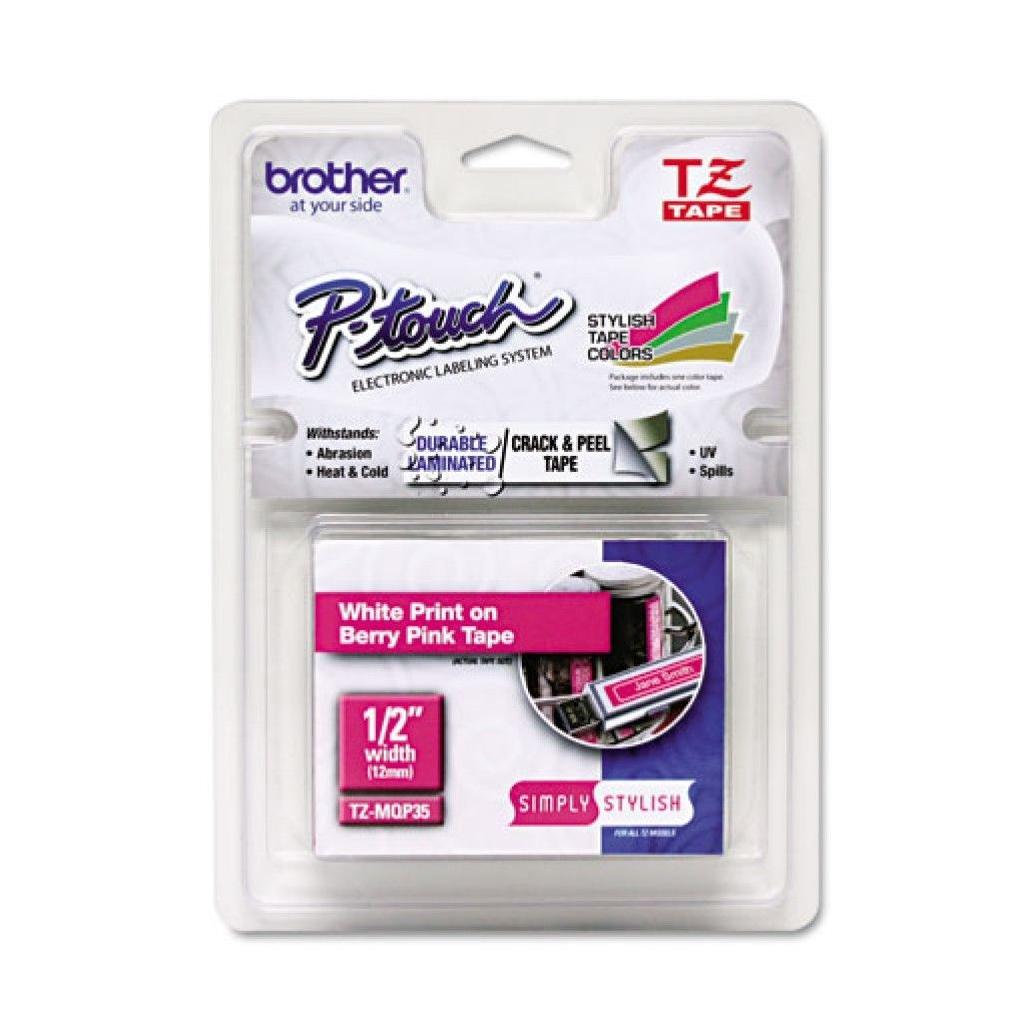 Cinta para Impresora de Etiquetas Brother TZEMQP35 TZ Transferencia Térmica Rosa