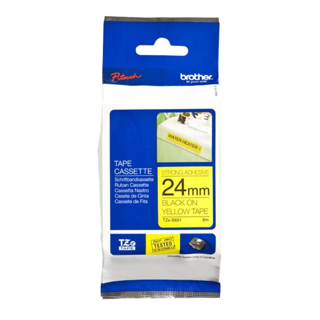 Cinta para Impresora de Etiquetas Brother TZeS651 TZ Negro sobre Amarillo