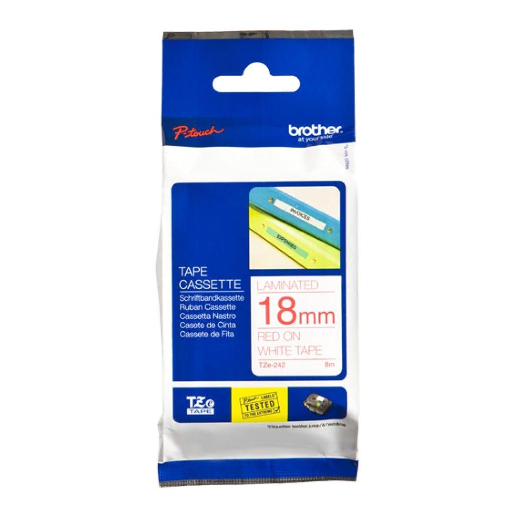 Cinta para Impresora de Etiquetas Brother TZe-242 TZe Transferencia Térmica Rojo sobre Blanco PT-2100VP
