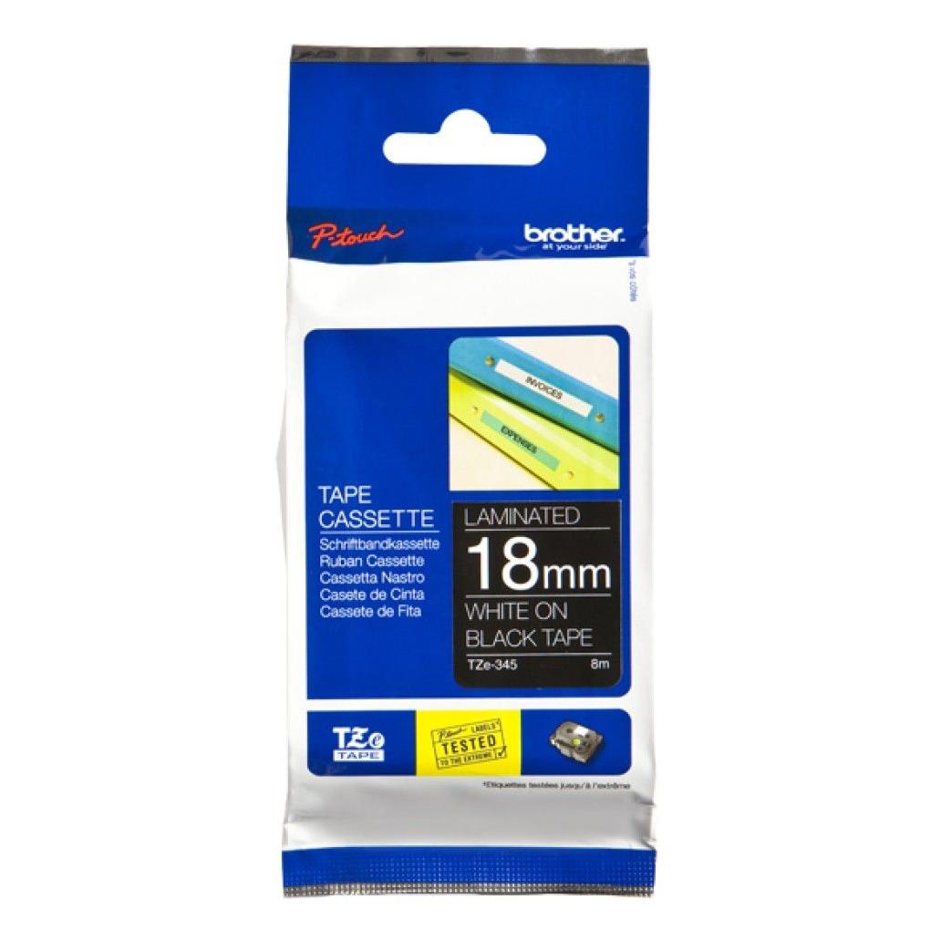 Cinta para Impresora de Etiquetas Brother TZe-345 TZe Transferencia Térmica Blanco sobre Negro PT-9800PCN