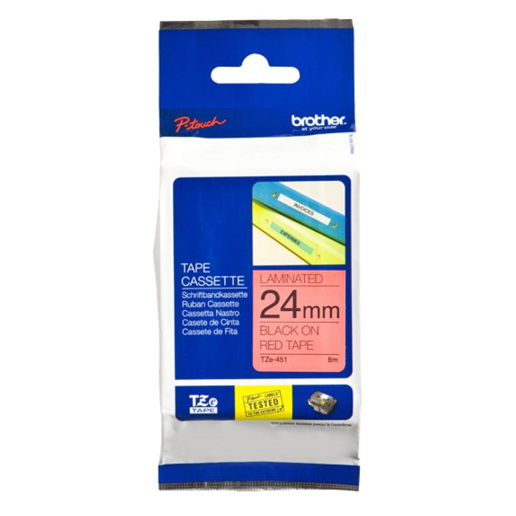 Cinta Para Impresora De Etiquetas Brother TZE451 Negro sobre Rojo
