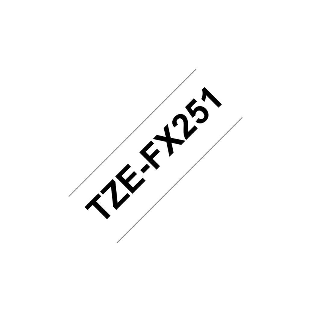Cinta para Impresora de Etiquetas Brother TZe-FX251 TZe Transferencia Térmica Negro sobre Blanco