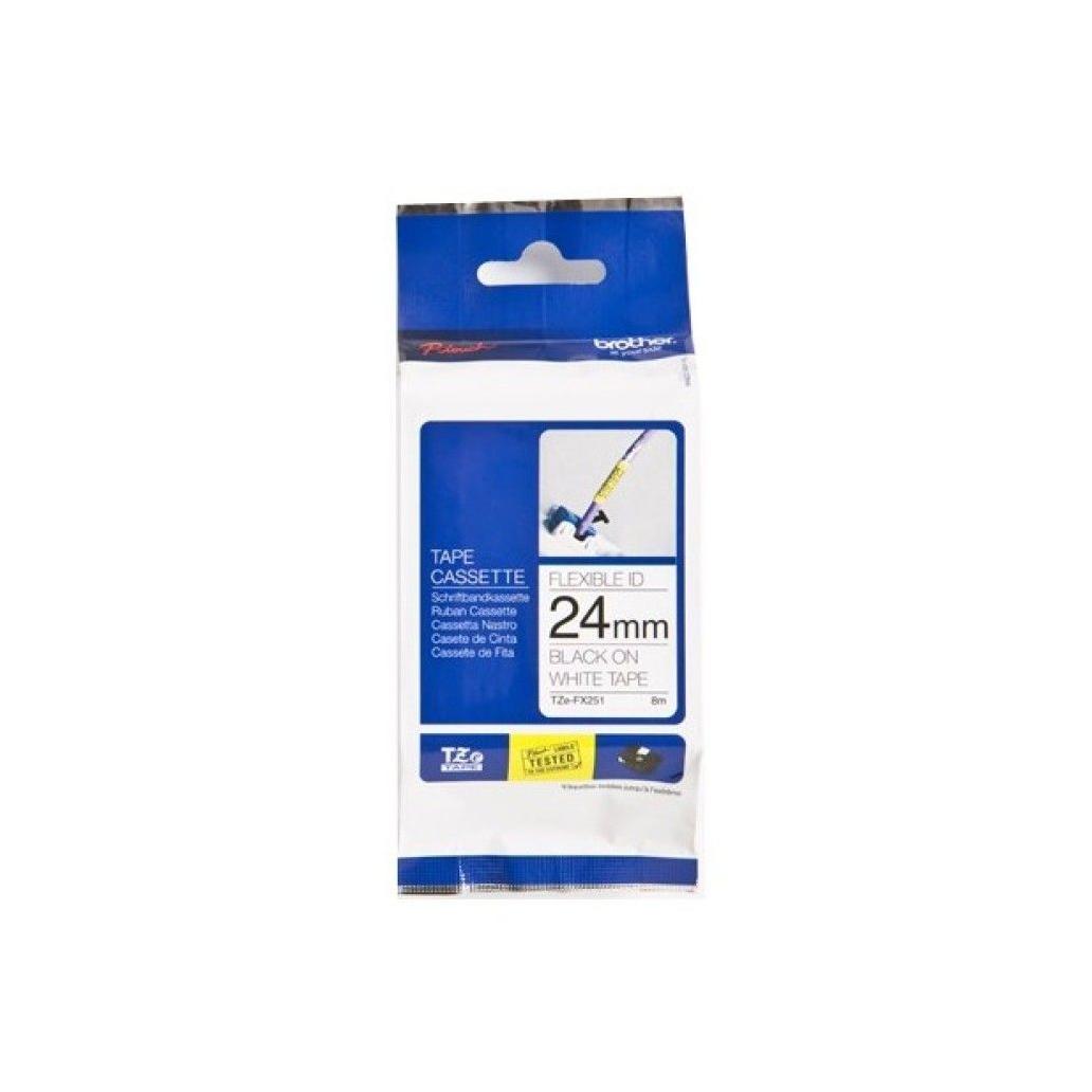 Cinta para Impresora de Etiquetas Brother TZe-FX251 TZe Transferencia Térmica Negro sobre Blanco