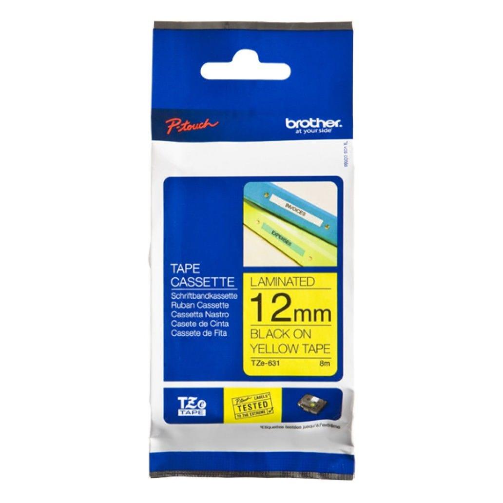 Cinta para Impresora Brother TZE631 TZe Negro sobre amarillo