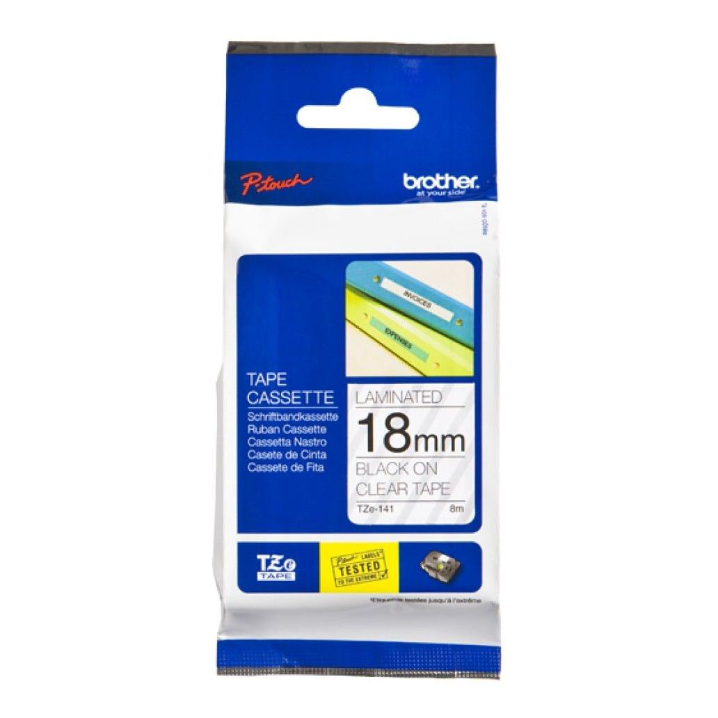 Cinta para Impresora de Etiquetas Brother TZE141 TZe Transferencia Térmica Negro sobre Transparente PT300,310B