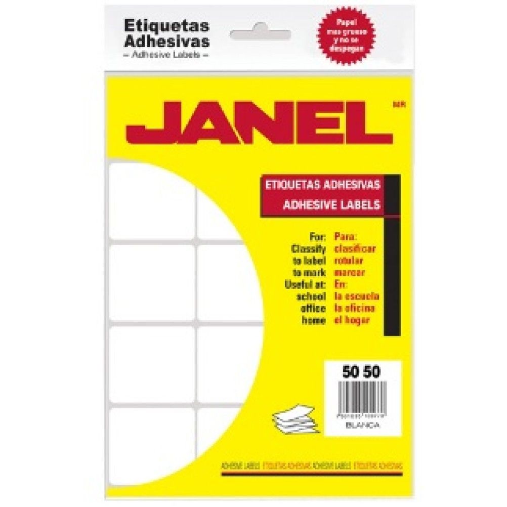 Etiquetas Autoadhesivas Janel Estandar 50 mm x 50 mm 168 Pieza(s) Blanco