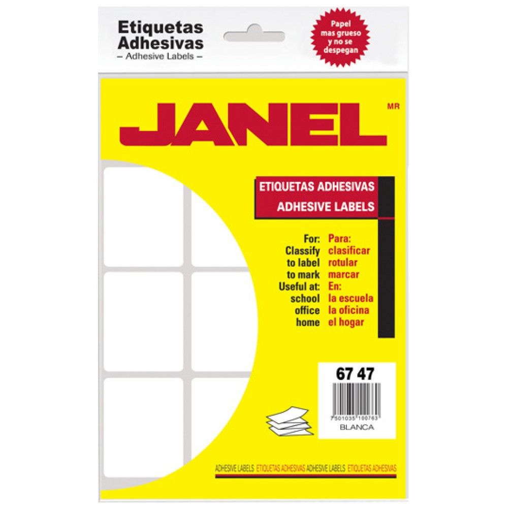Etiqueta blanca JANEL clasica no. 13 con180 etiquetas de 67x47mm