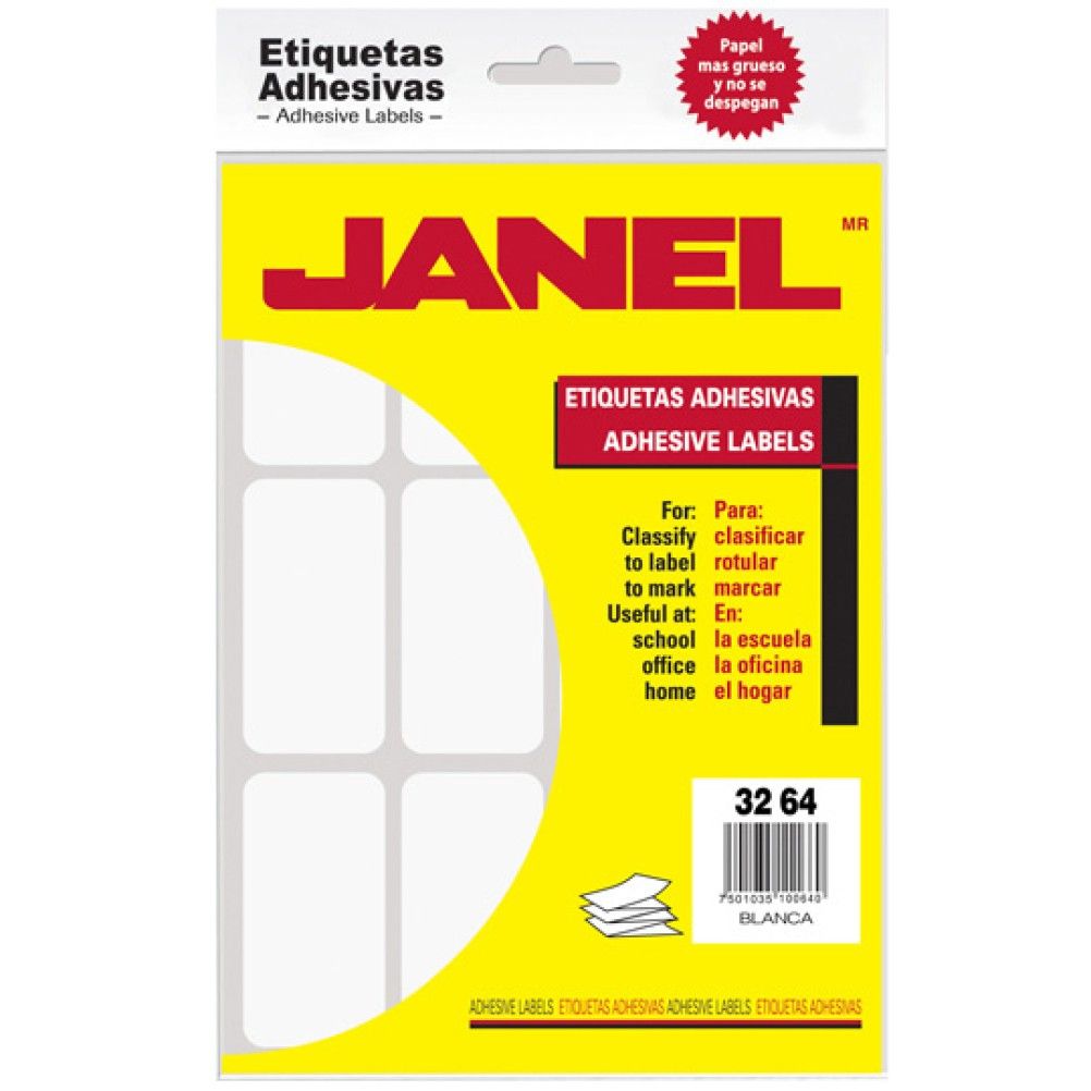 Etiqueta blanca JANEL clasica no. 24 con240 etiquetas de 32x64mm