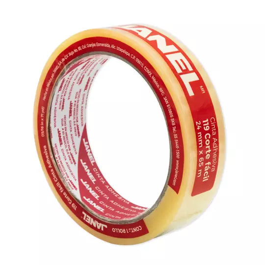 Cinta Adhesiva Corte Facil Janel 119 Transparente De 24 Mm X 65 M 1 Pza