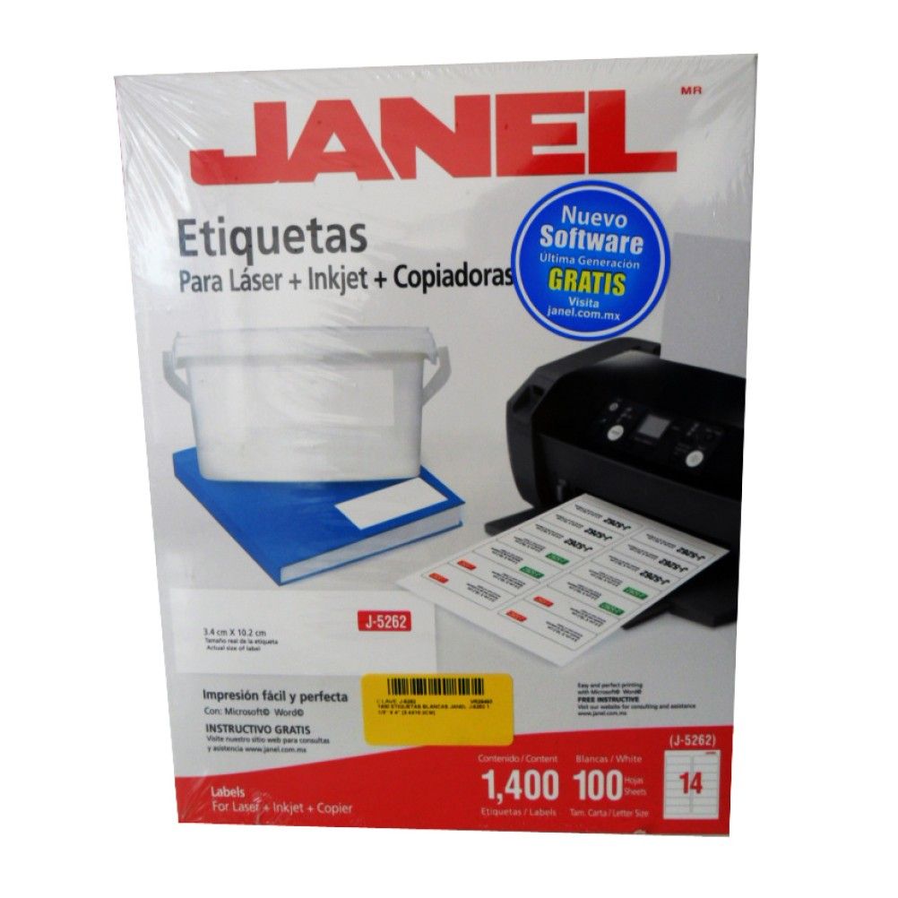 Etiquetas Autoadhesivas Janel J-5262 Laser 1400 Pieza(s) Blanco