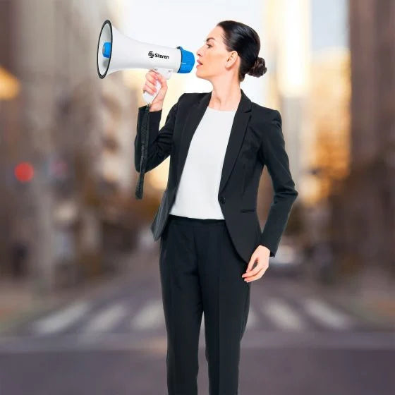 Megáfono de 25 W con grabador de voz y batería recargable