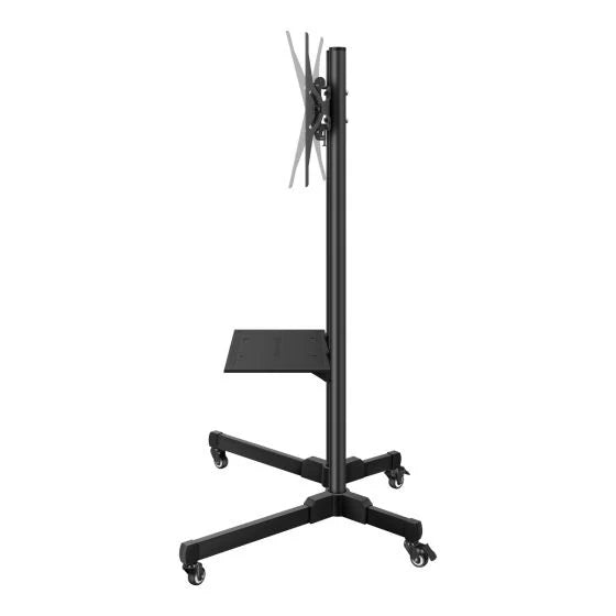 Soporte móvil para pantallas de 19” a 83”, con repisa