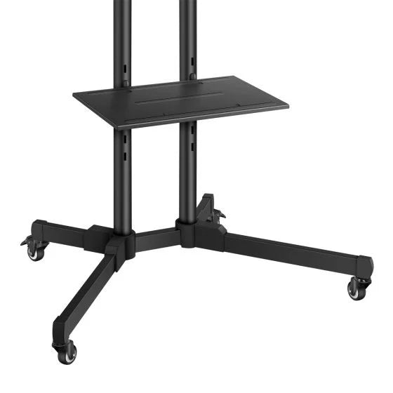 Soporte móvil para pantallas de 19” a 83”, con repisa