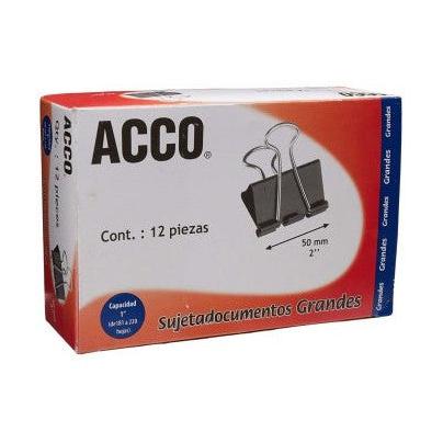 Acco Sujetadocumentos Grande P2464, 50mm, Caja con 12 Piezas, Negro