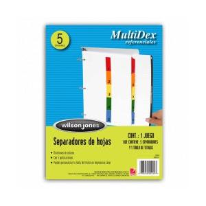 Acco Wilson Jones Separador P5919 Multidex Básico, Tamaño Carta, 5 Piezas