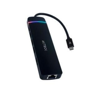 Acteck Hub USB C 3.1 Macho - 3x USB A 3.1, 1x HDMI, 1x RJ-45, 1000 Mbit/s Negro
