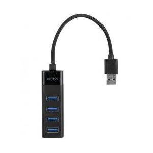 Acteck Hub USB A 3.0 de 4 Puertos, Negro