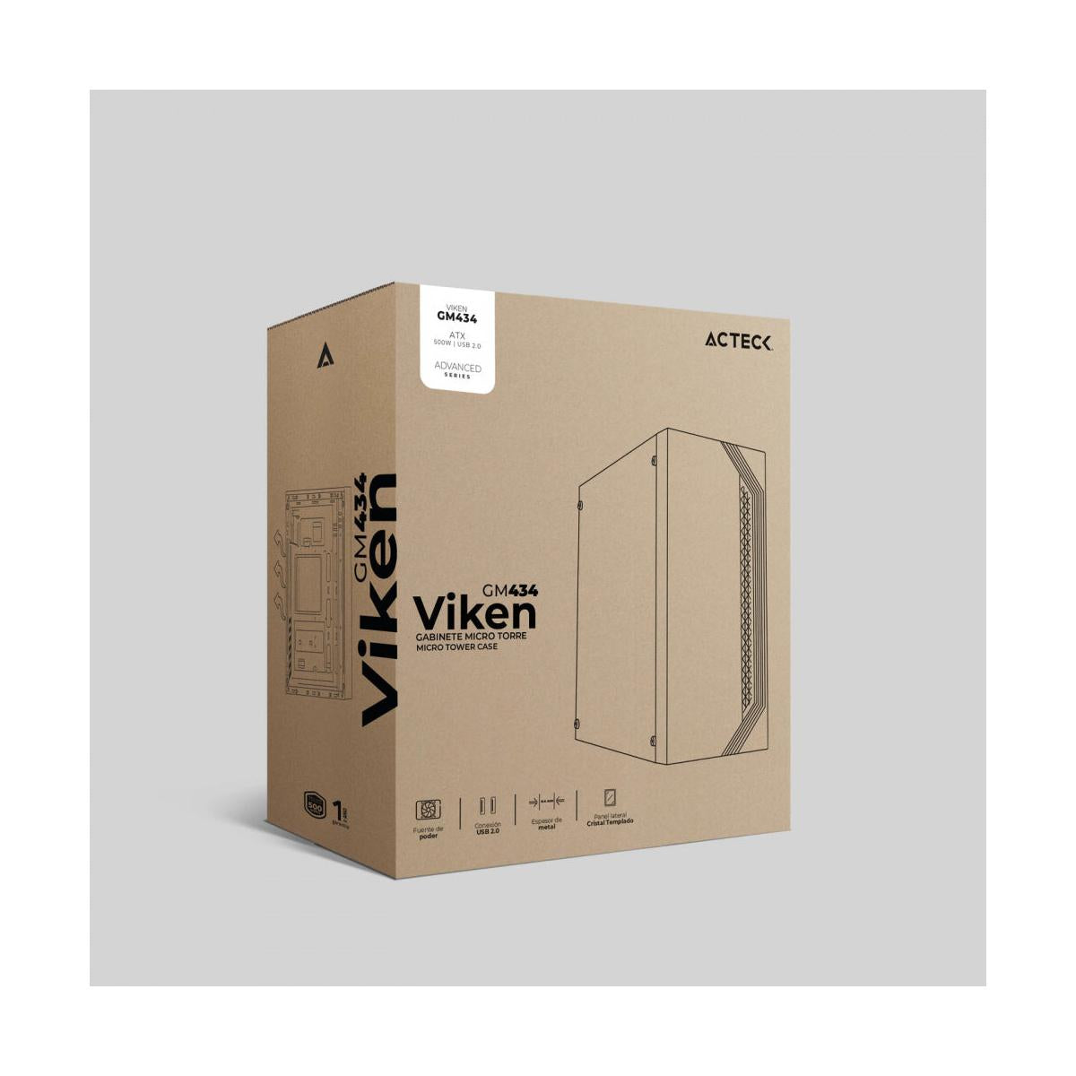 Gabinete Acteck Viken GM434 con Ventana RGB, Midi-Tower, ATX/Micro-ATX/Mini-ITX, USB 2.0, con Fuente de 500W, sin Ventiladores Instalados, Blanco