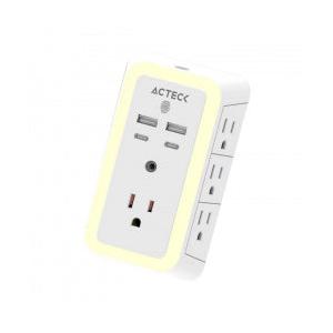 Acteck Multicontactos Energon Lumina CP515, 7 Contactos + 2x USB-A + 2x USB-C, 125V, Blanco
