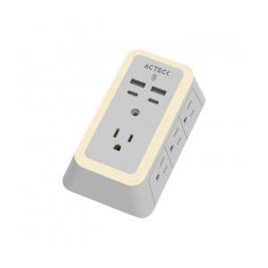 Acteck Multicontactos Energon Lumina CP515, 7 Contactos + 2x USB-A + 2x USB-C, 125V, Blanco