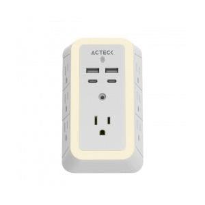 Acteck Multicontactos Energon Lumina CP515, 7 Contactos + 2x USB-A + 2x USB-C, 125V, Blanco