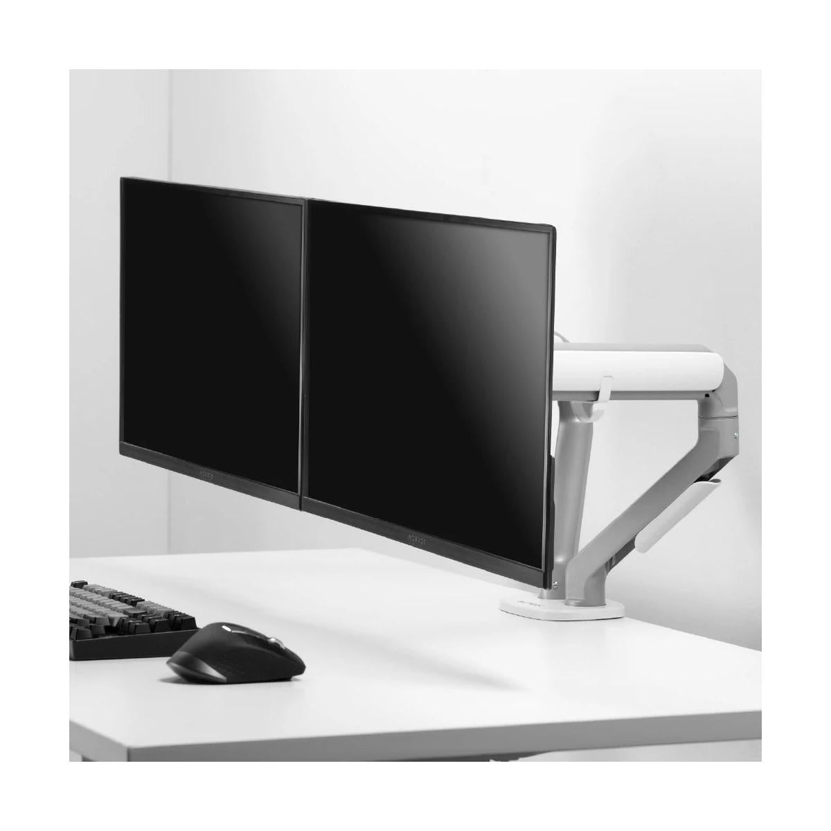 Acteck Brazo Articulado de Escritorio para 2 Monitores 17" - 32", hasta 9kg, Gris/Blanco