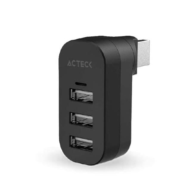 Acteck Hub USB-A Macho - 3x USB-A Macho, 480Mbit/s, Negro