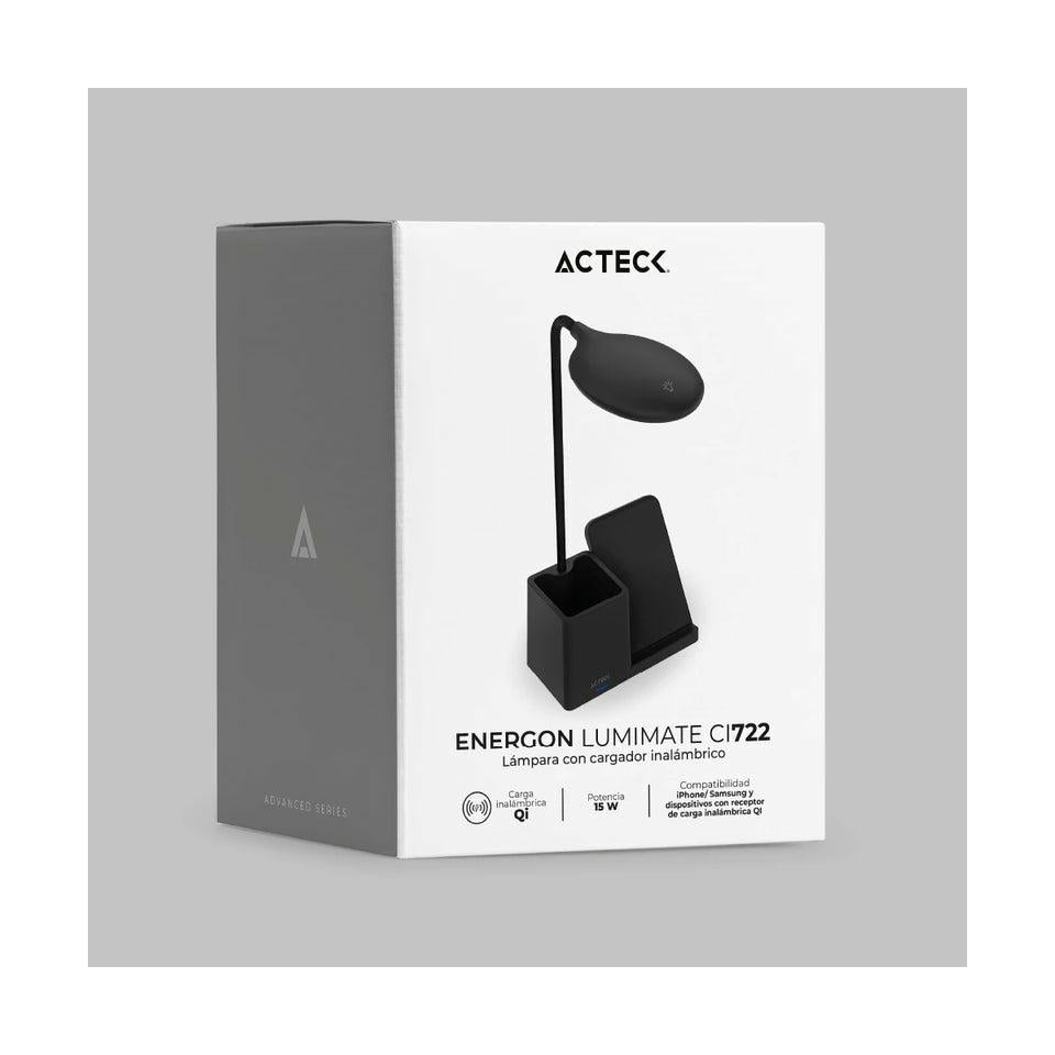 Acteck Cargador Inalámbrico con Lámpara Energon Lumimate CI722, 15W, 1x USB-C, Negro