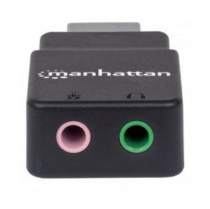 Manhattan Adaptador USB 2.0 Macho - 2x 3.5mm Hembra, Negro