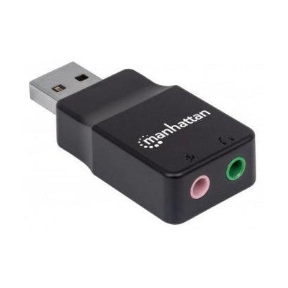 Manhattan Adaptador USB 2.0 Macho - 2x 3.5mm Hembra, Negro