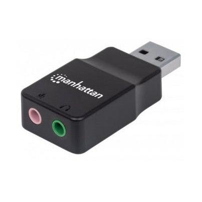 Manhattan Adaptador USB 2.0 Macho - 2x 3.5mm Hembra, Negro