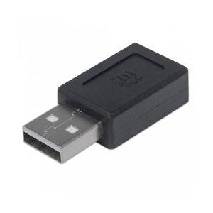 Manhattan Adaptador USB C 2.0 Hembra - USB A Macho, Negro