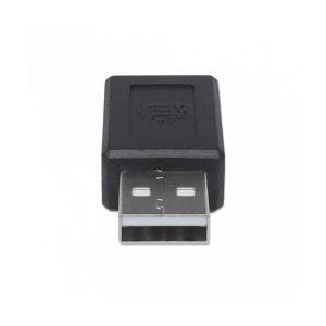 Manhattan Adaptador USB C 2.0 Hembra - USB A Macho, Negro