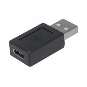 Manhattan Adaptador USB C 2.0 Hembra - USB A Macho, Negro