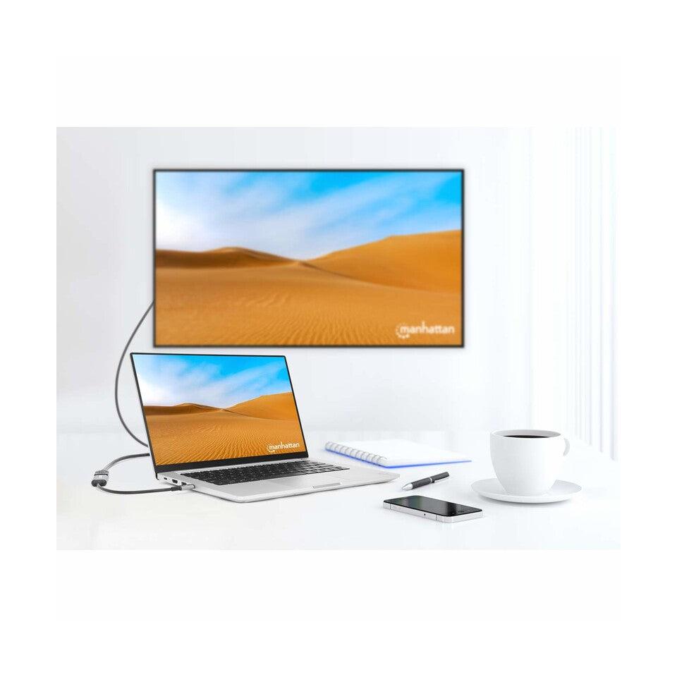 Manhattan Adaptador USB C Macho - HDMI Hembra, Negro/Plata