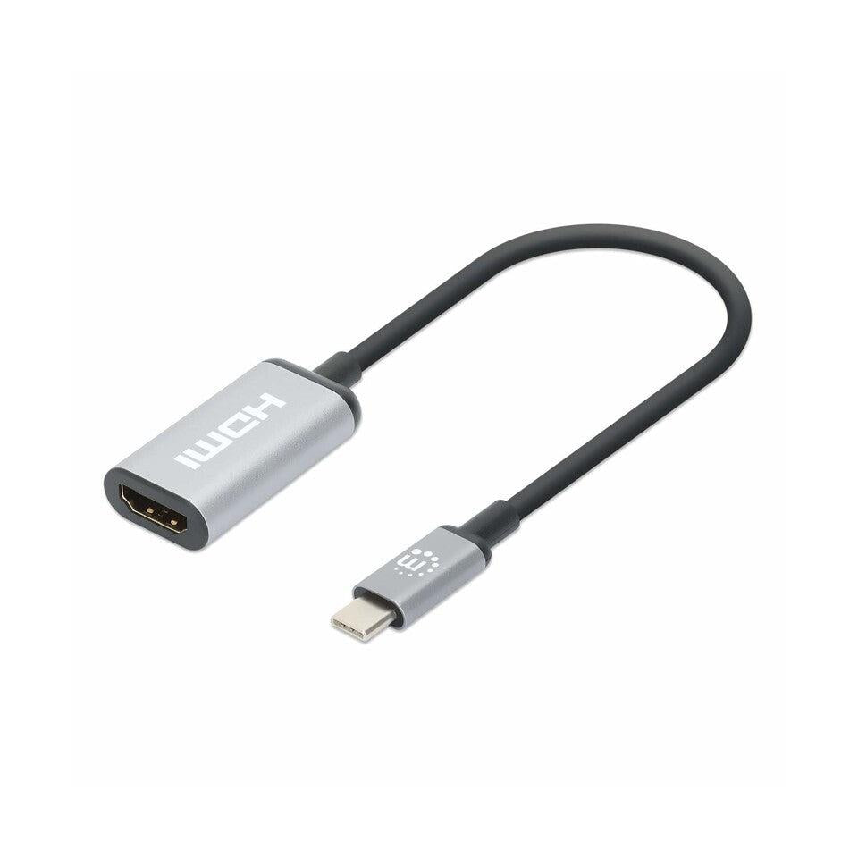 Manhattan Adaptador USB C Macho - HDMI Hembra, Negro/Plata
