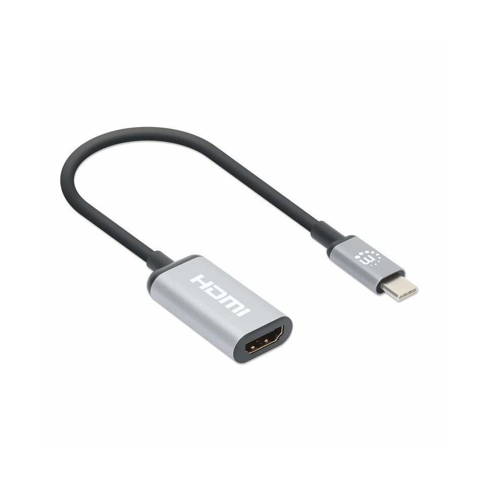 Manhattan Adaptador USB C Macho - HDMI Hembra, Negro/Plata