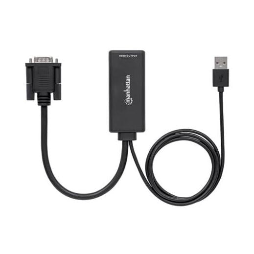 Manhattan Adaptador VGA (D-Sub)/USB - HDMI, 1920 x 1200 Pixeles, Negro