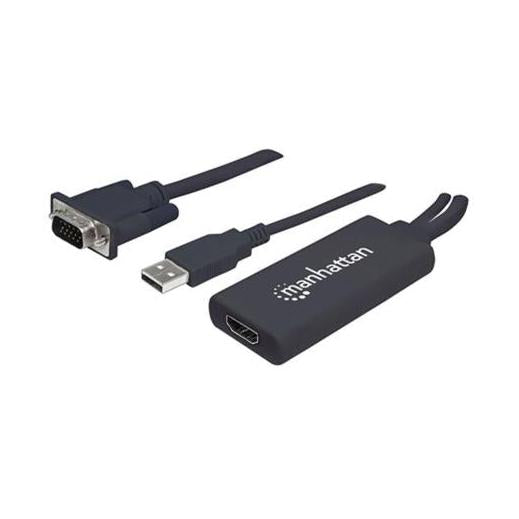 Manhattan Adaptador VGA (D-Sub)/USB - HDMI, 1920 x 1200 Pixeles, Negro