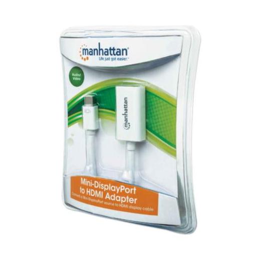 Manhattan Mini Adaptador HDMI Hembra - mini DisplayPort 1.2 Macho, 17cm, Blanco