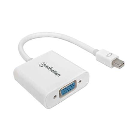 Manhattan Adaptador Mini-DisplayPort 1.2 Macho - VGA Hembra, 1080p, 17cm, Blanco
