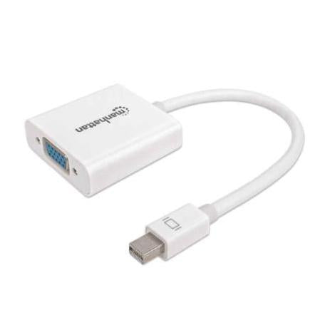 Manhattan Adaptador Mini-DisplayPort 1.2 Macho - VGA Hembra, 1080p, 17cm, Blanco