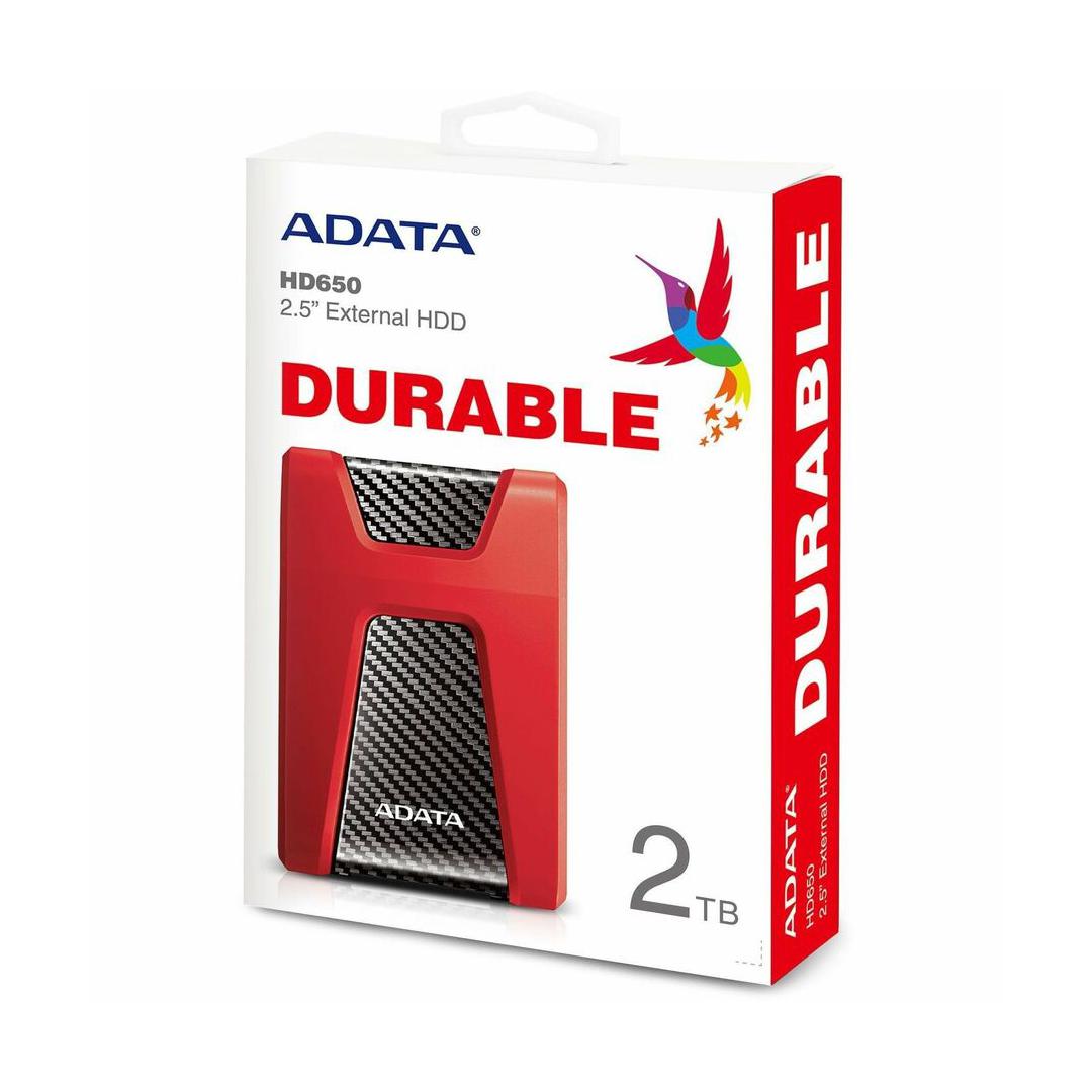 Disco Duro Externo Adata HD650 2.5'', 2TB, USB 3.1, Rojo - para Mac/PC